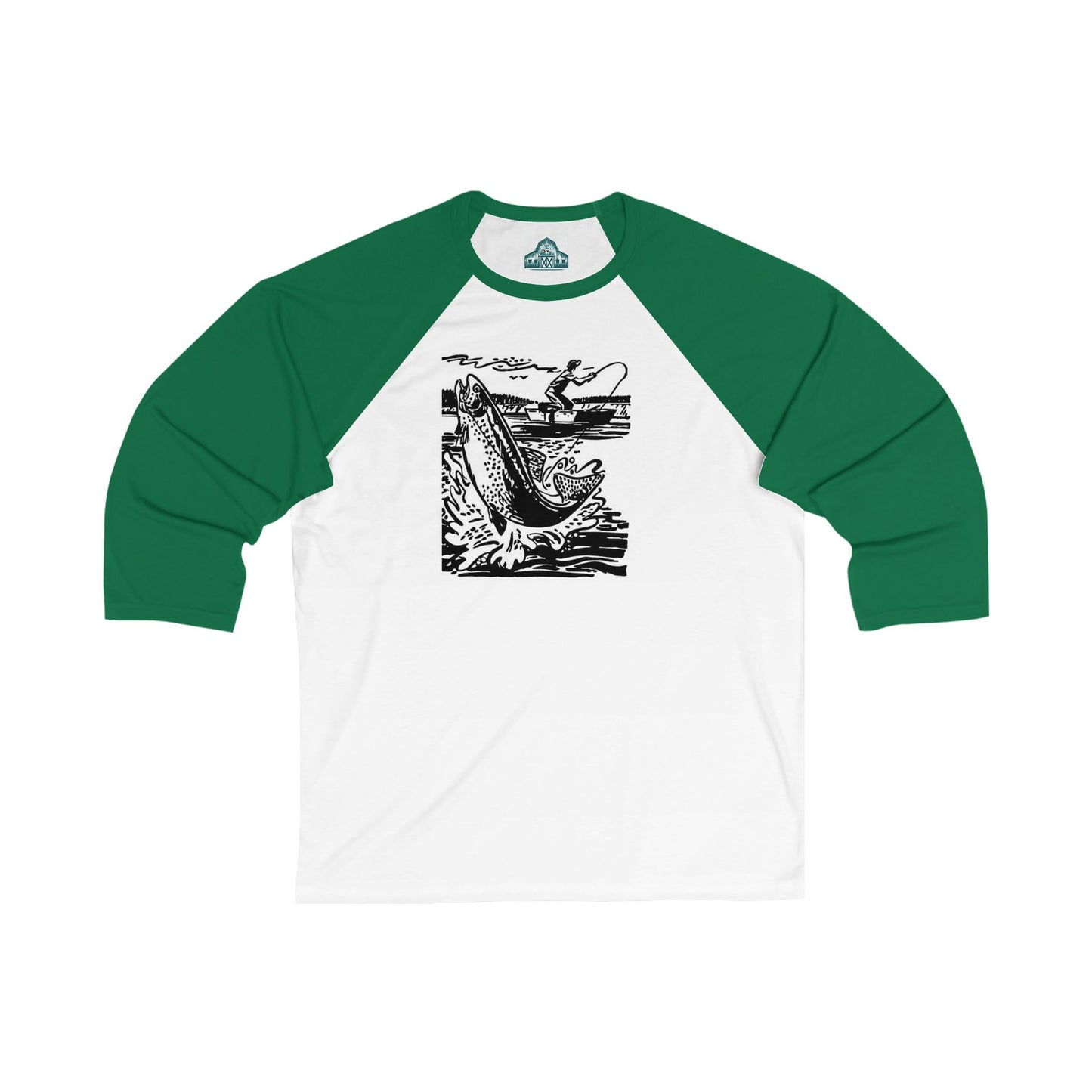 Fishing 3\4 Sleeve Baseball Tee