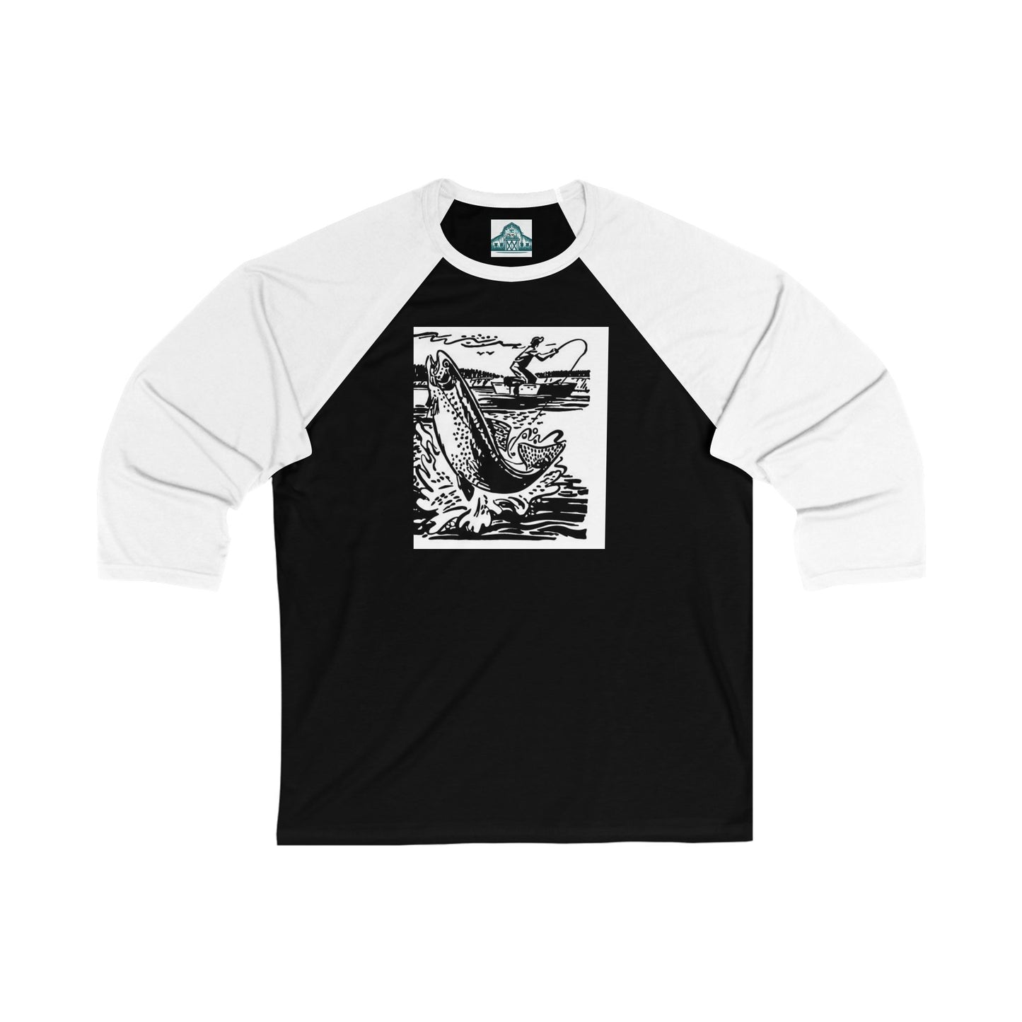 Fishing 3\4 Sleeve Baseball Tee