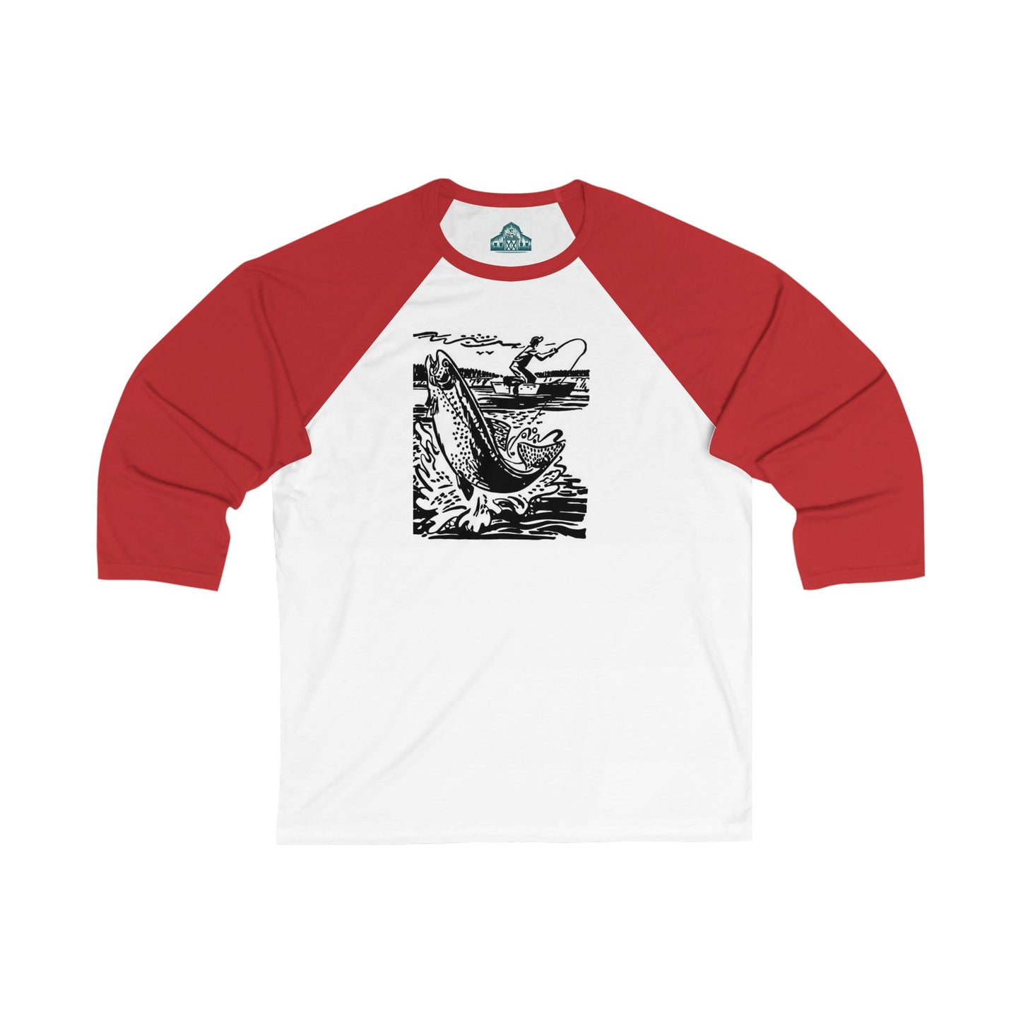 Fishing 3\4 Sleeve Baseball Tee