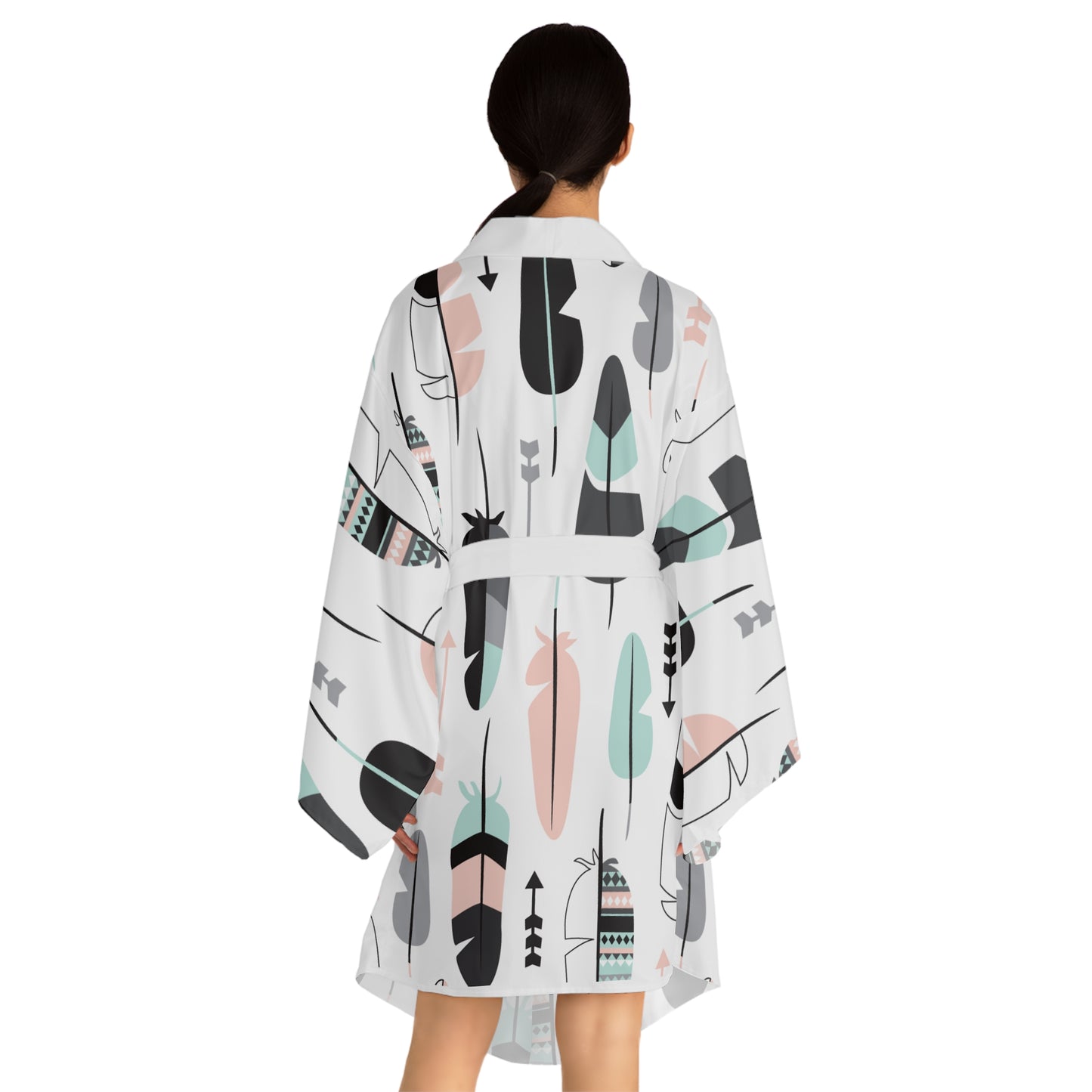 Feather kimono robe