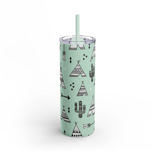 Teepee and cactus tumbler w/straw