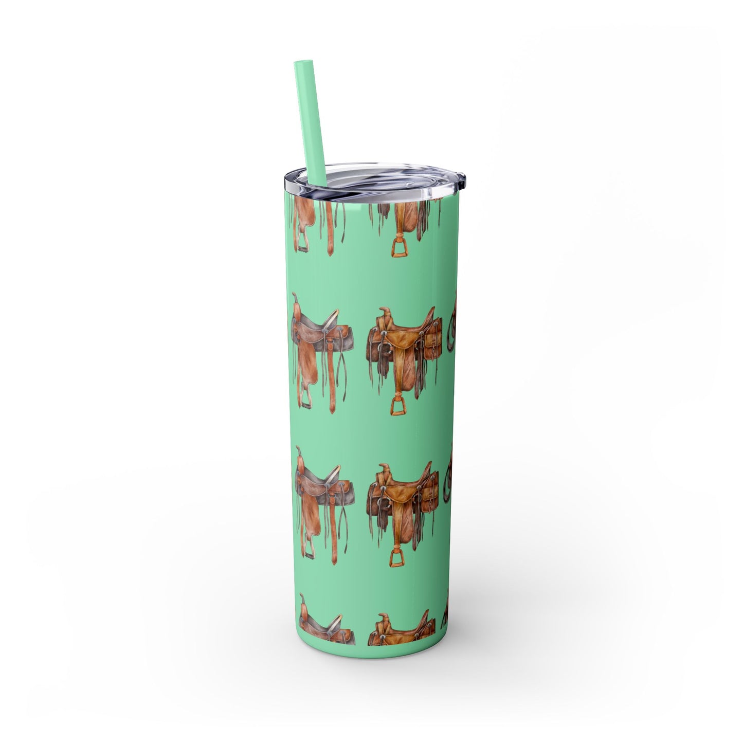 Saddle/ glitter tumbler w/straw 20oz