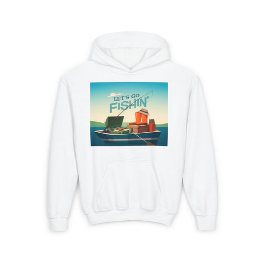 Youth lets go fishing hoodie