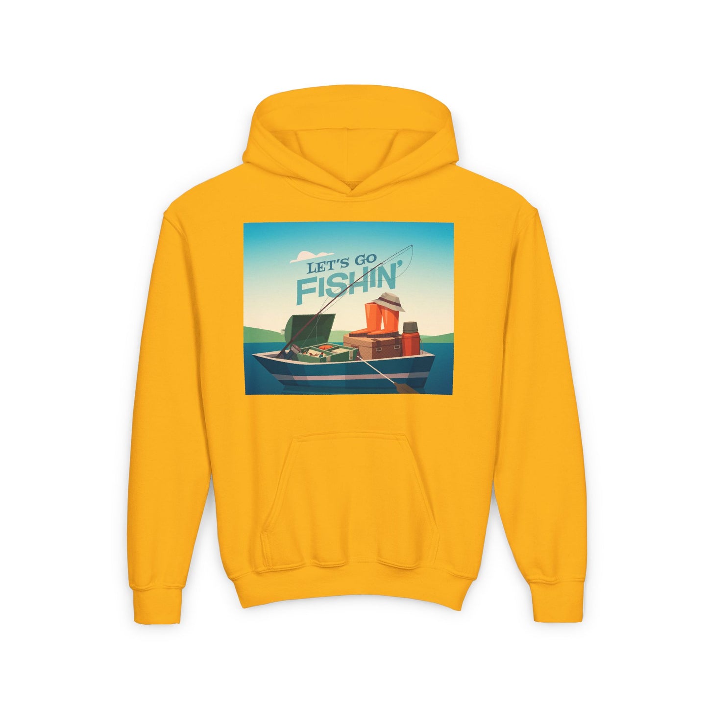 Youth lets go fishing hoodie