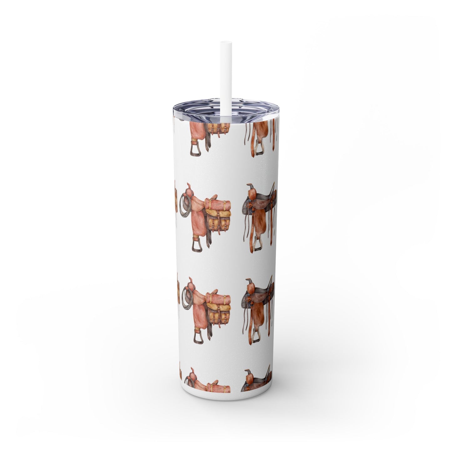 Saddle/ glitter tumbler w/straw 20oz
