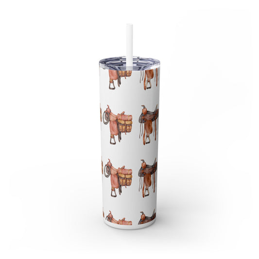 Saddle/ glitter tumbler w/straw 20oz