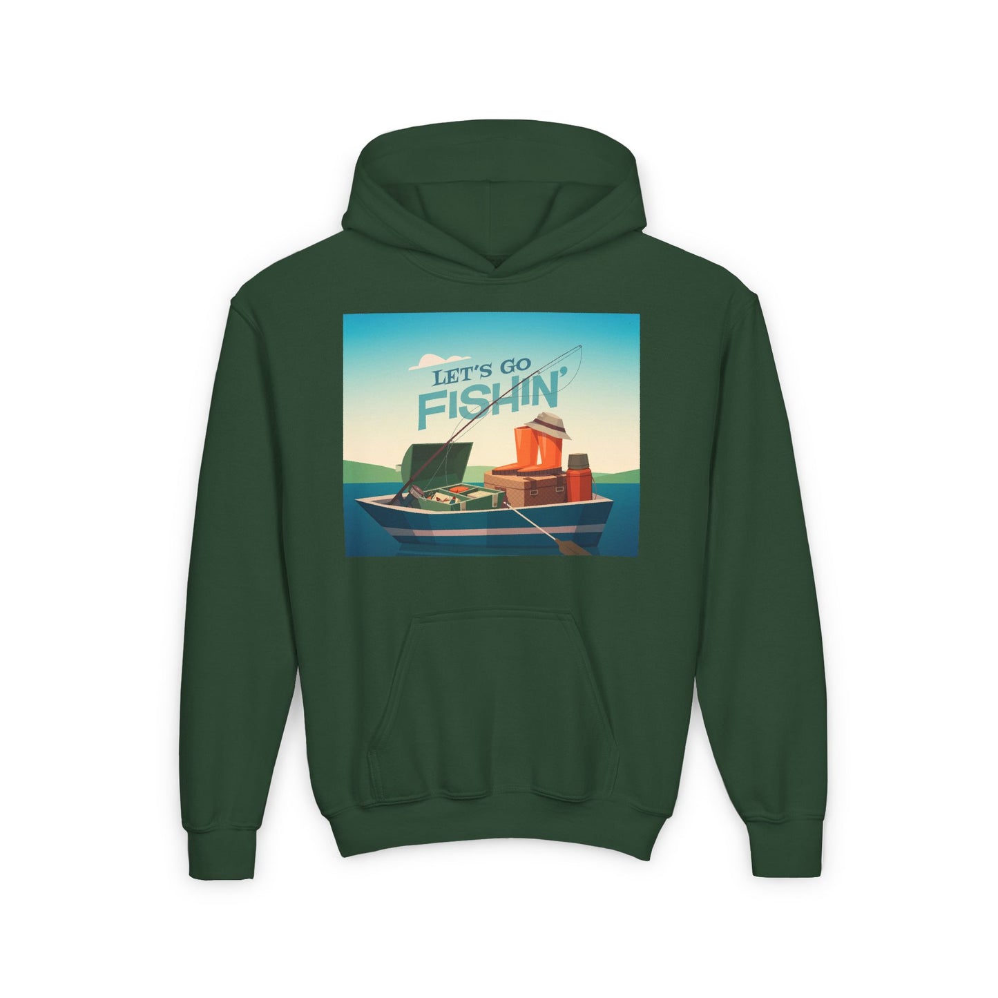 Youth lets go fishing hoodie
