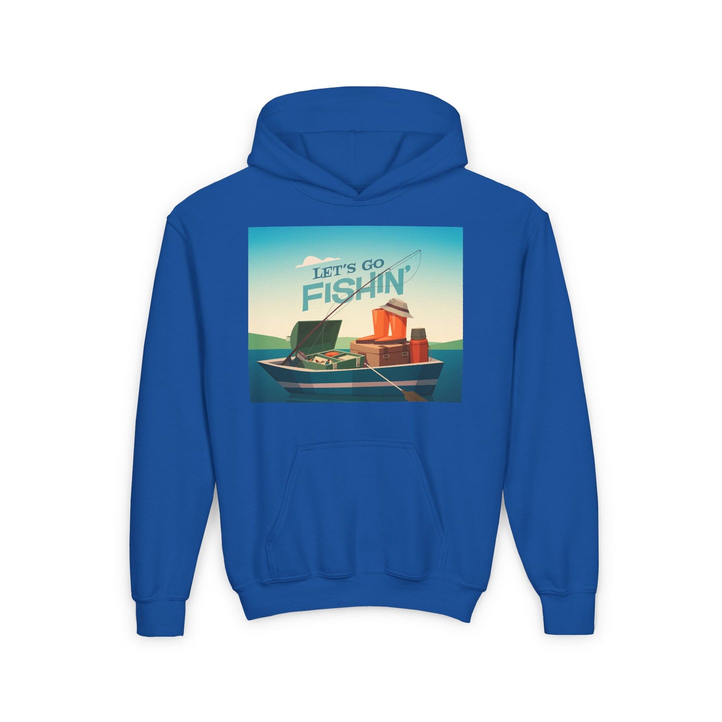 Youth lets go fishing hoodie