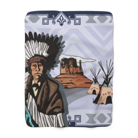 Native Chief/ Sherpa Fleece Blanket