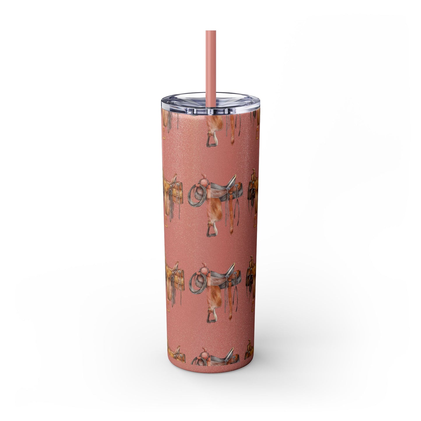 Saddle/ glitter tumbler w/straw 20oz