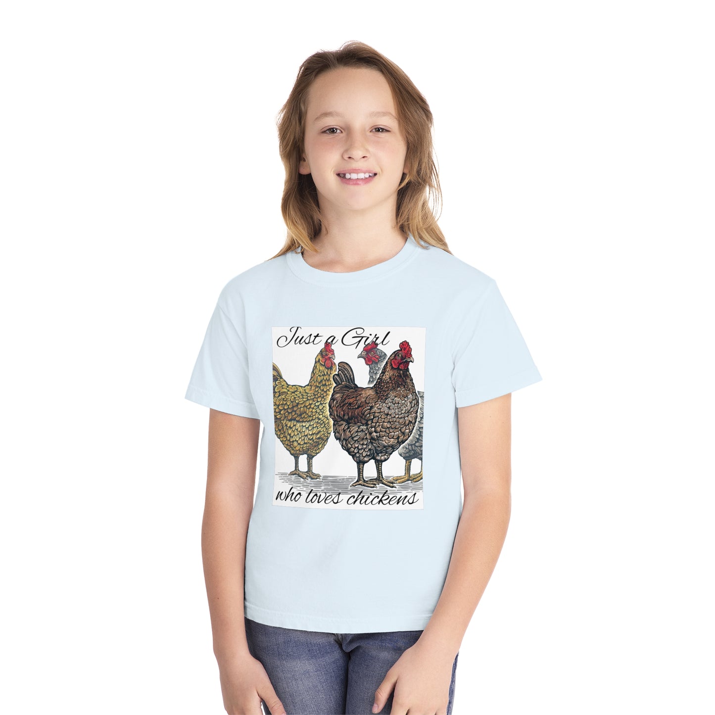 Youth girl who loves chickens