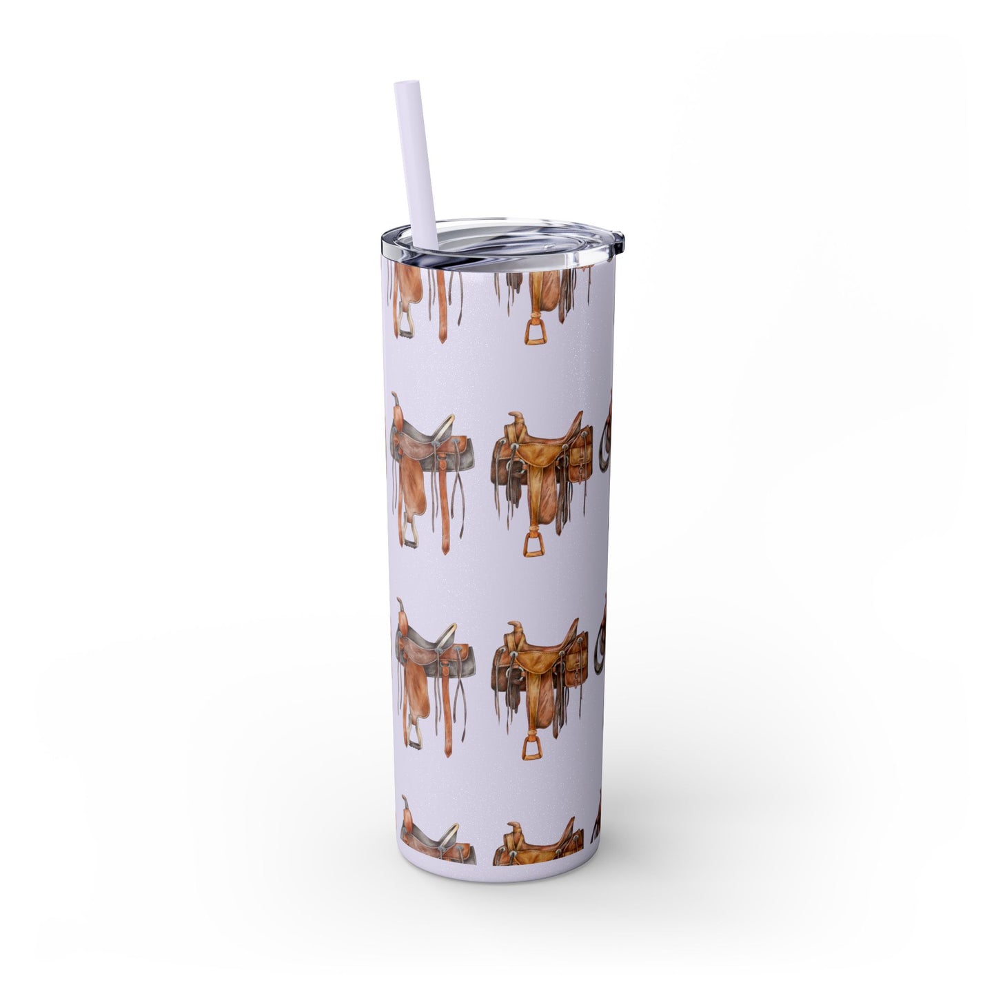 Saddle/ glitter tumbler w/straw 20oz