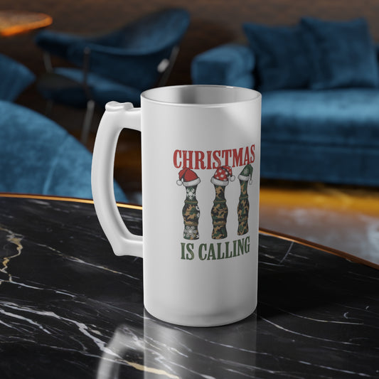 Christmas is calling / Frosted Glass Beer Mug