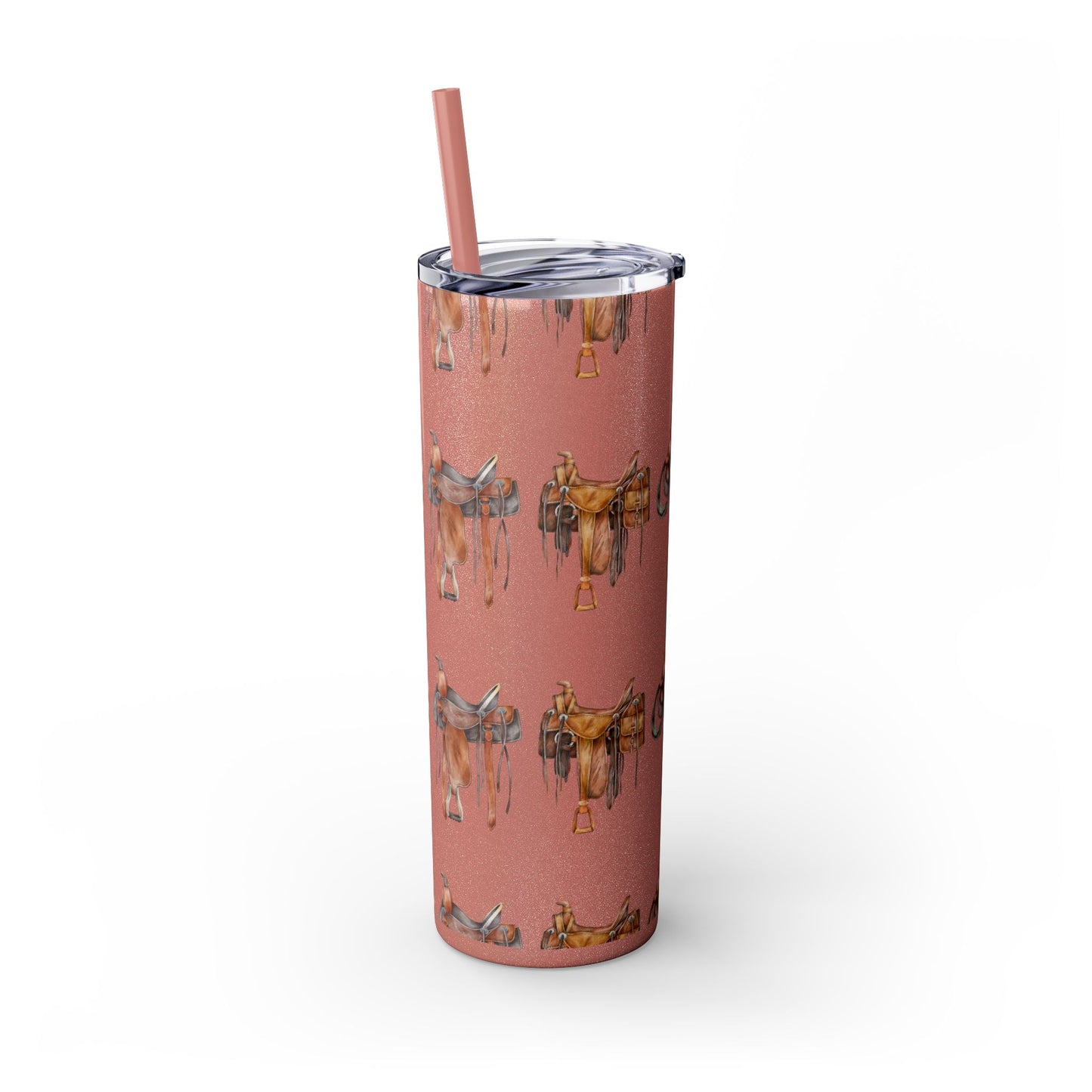 Saddle/ glitter tumbler w/straw 20oz
