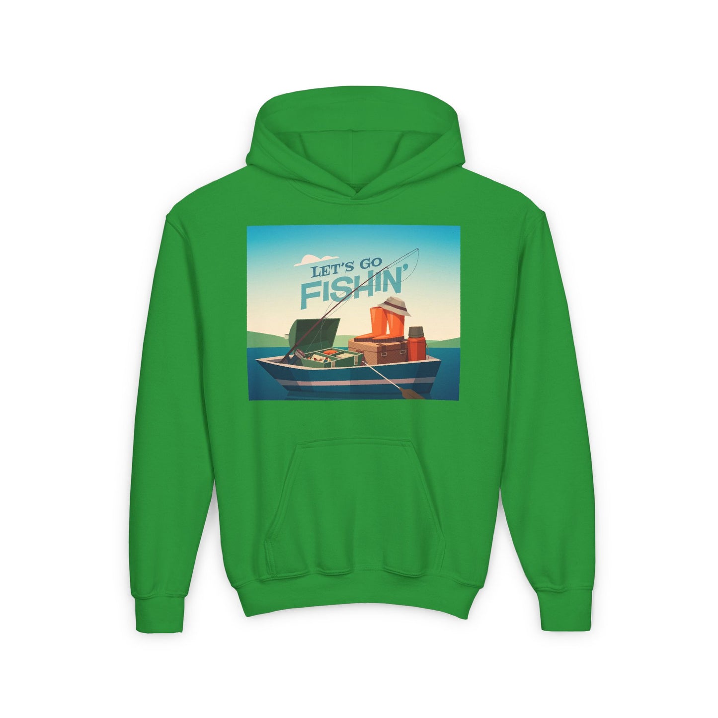 Youth lets go fishing hoodie