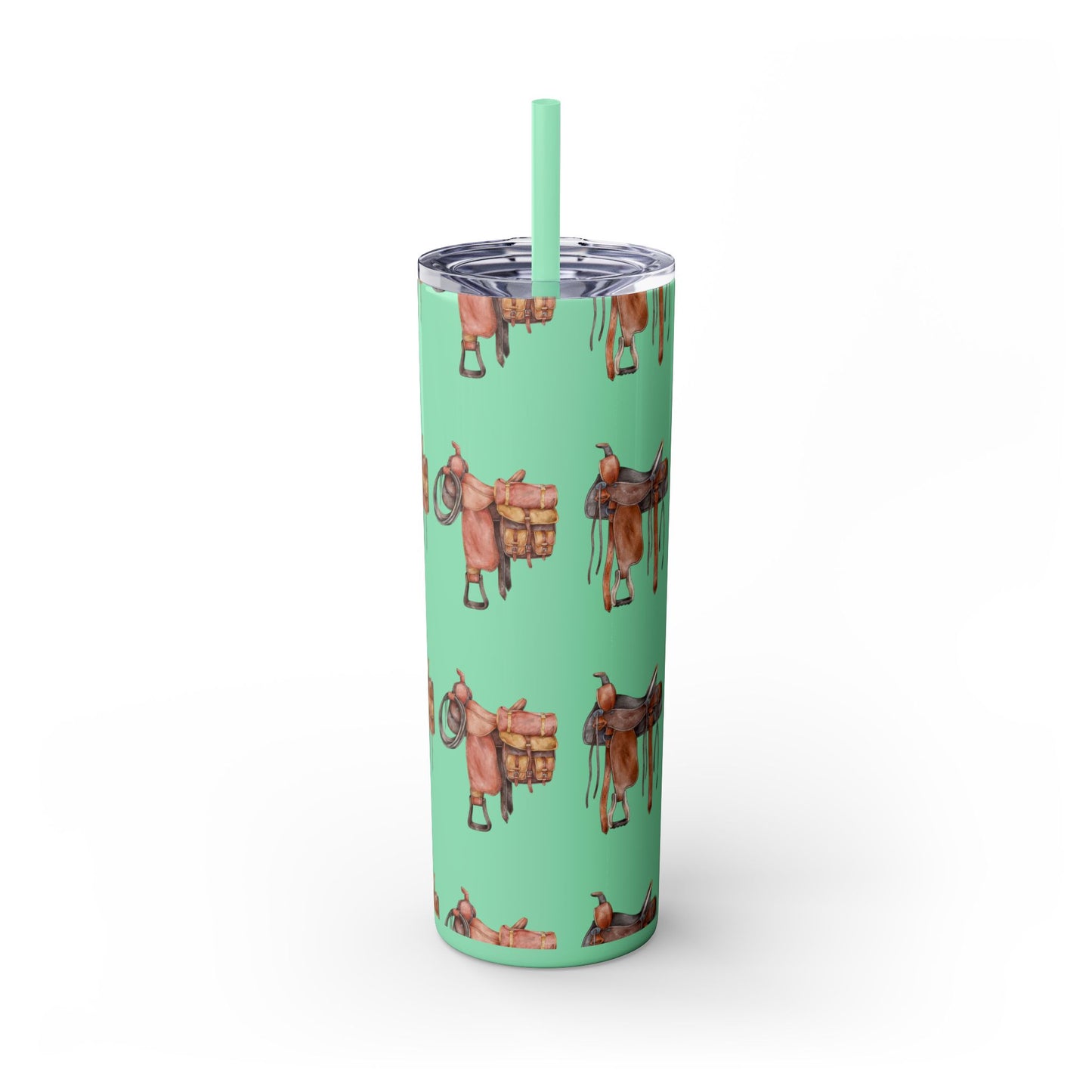 Saddle/ glitter tumbler w/straw 20oz