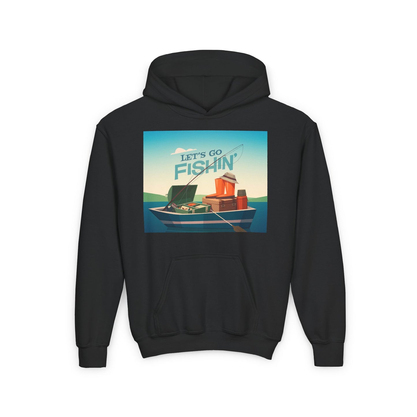 Youth lets go fishing hoodie