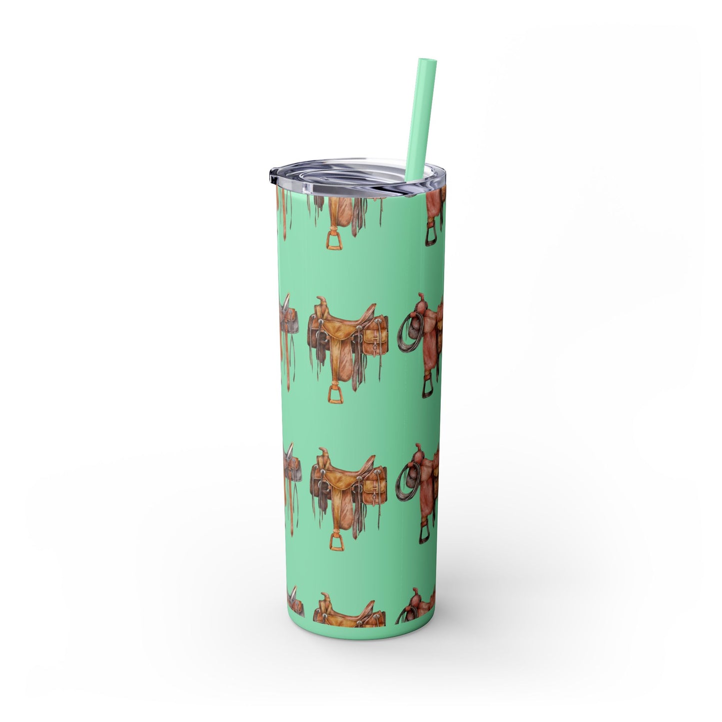 Saddle/ glitter tumbler w/straw 20oz