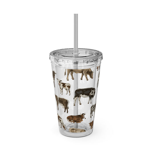 Cows Tumbler with Straw, 16oz