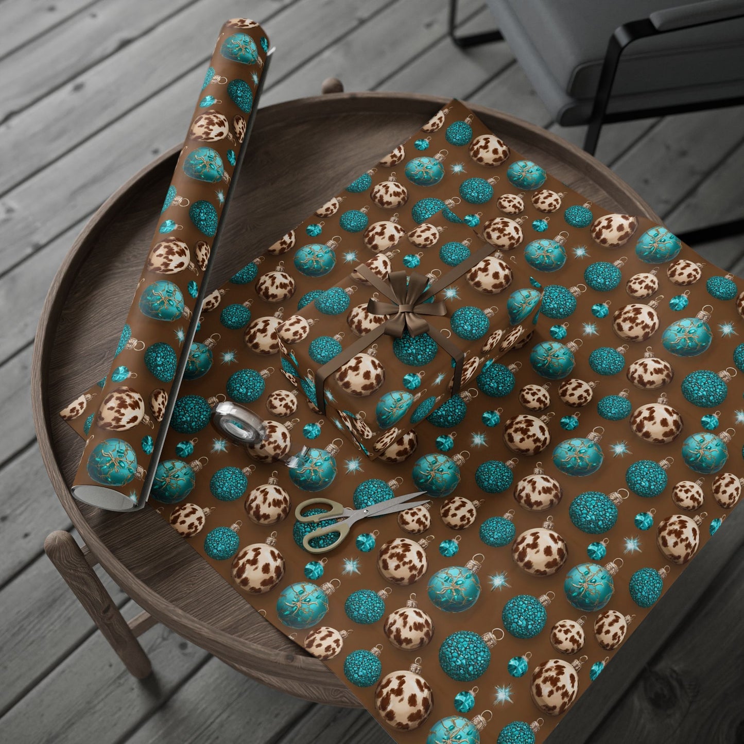 Cowhide & Teal Wrapping Papers
