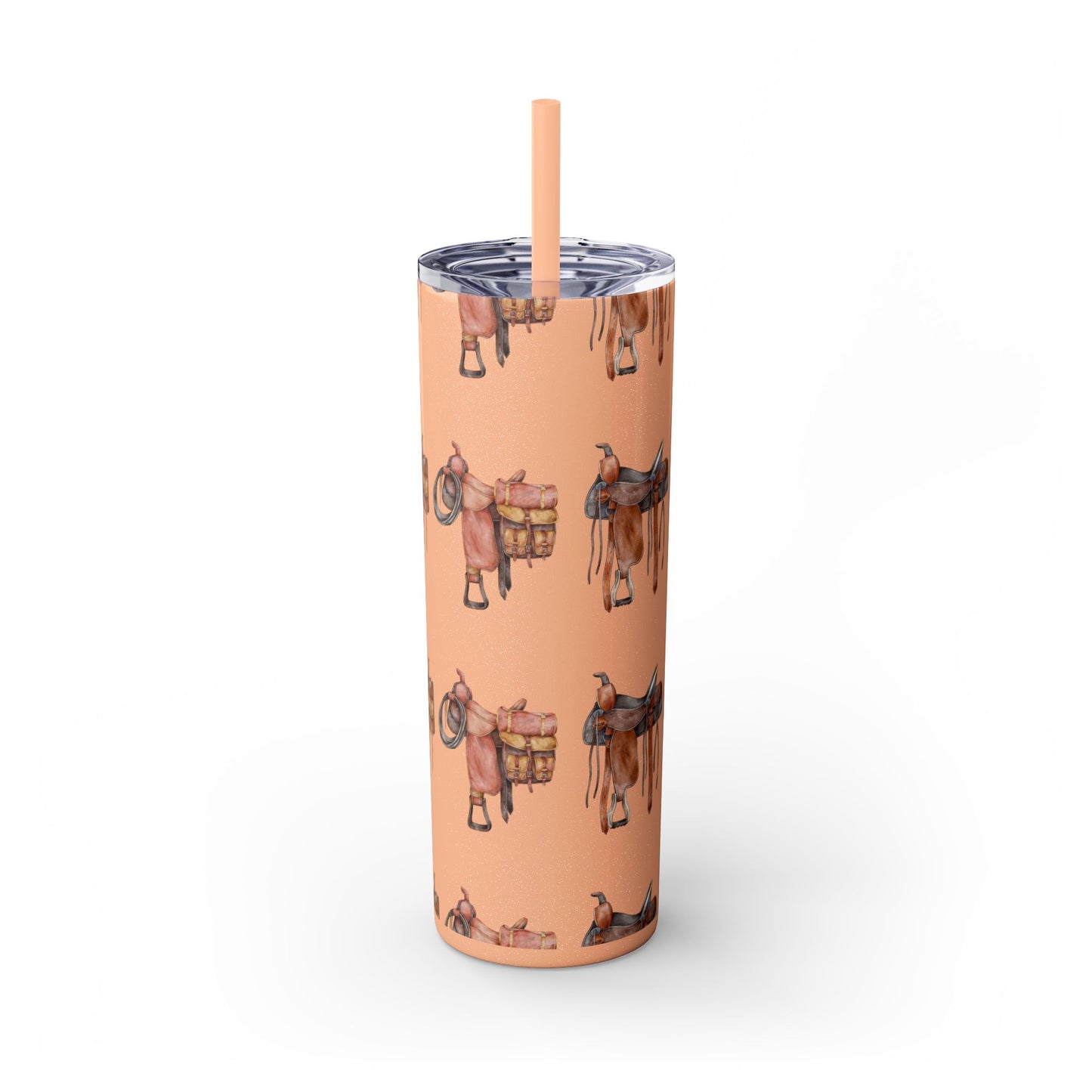 Saddle/ glitter tumbler w/straw 20oz