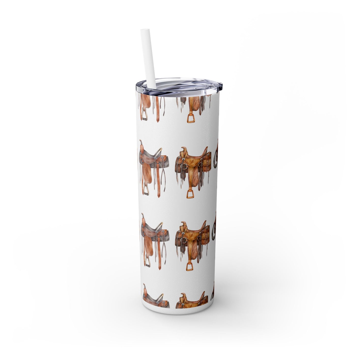 Saddle/ glitter tumbler w/straw 20oz