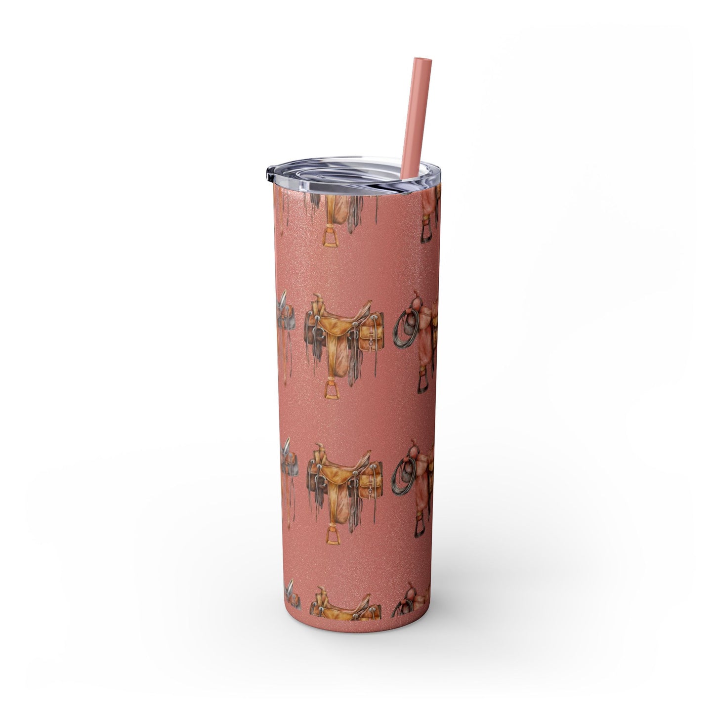 Saddle/ glitter tumbler w/straw 20oz