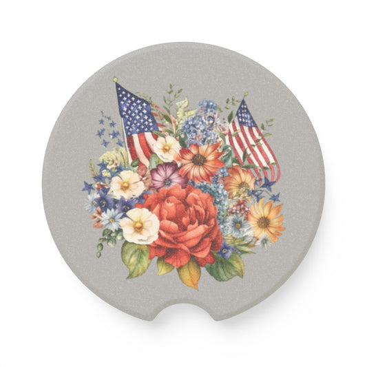 flag and flowers car coasters
