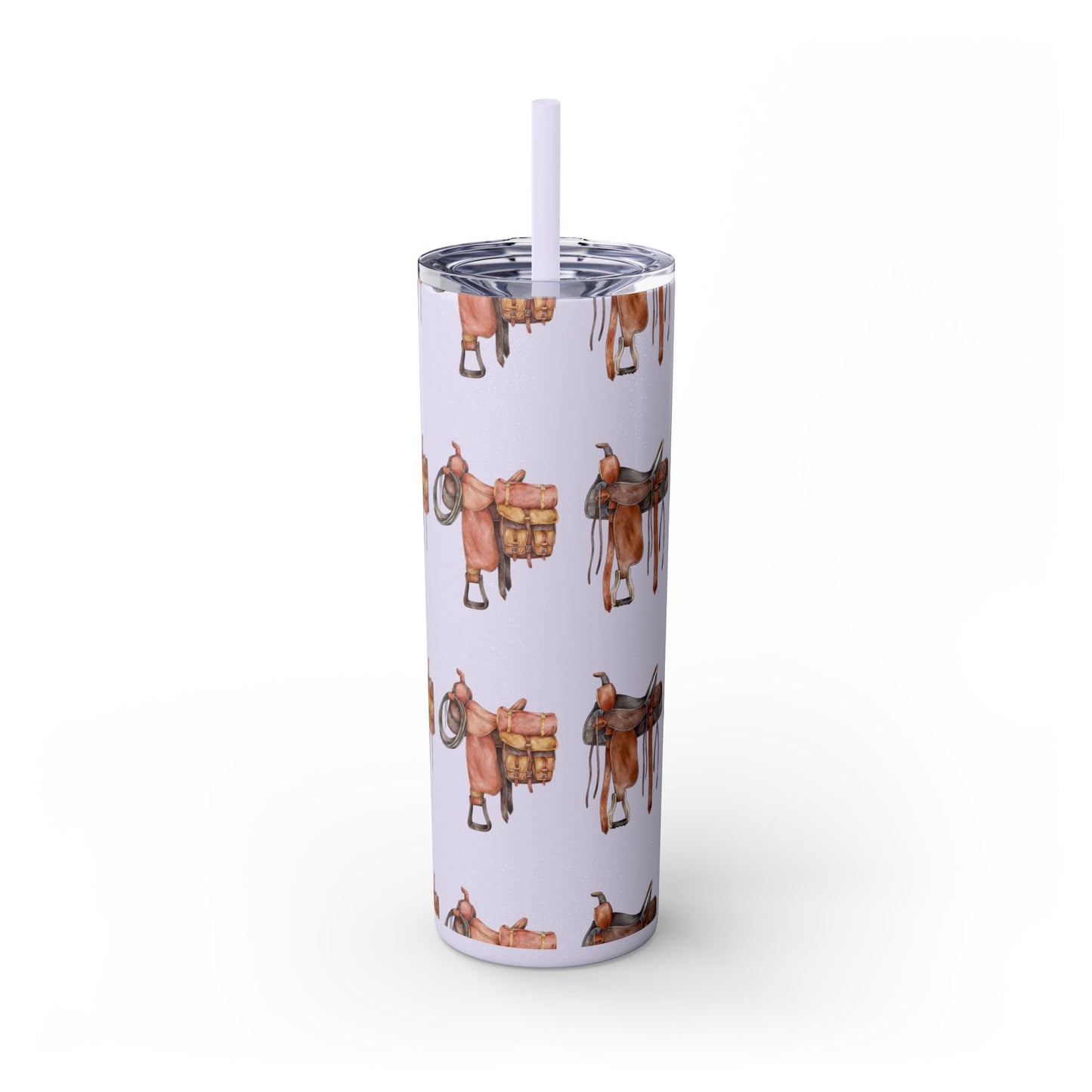 Saddle/ glitter tumbler w/straw 20oz