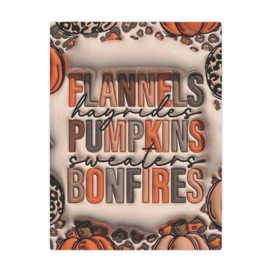 Flannel, pumpkin, Bonfire / Minky Blanket