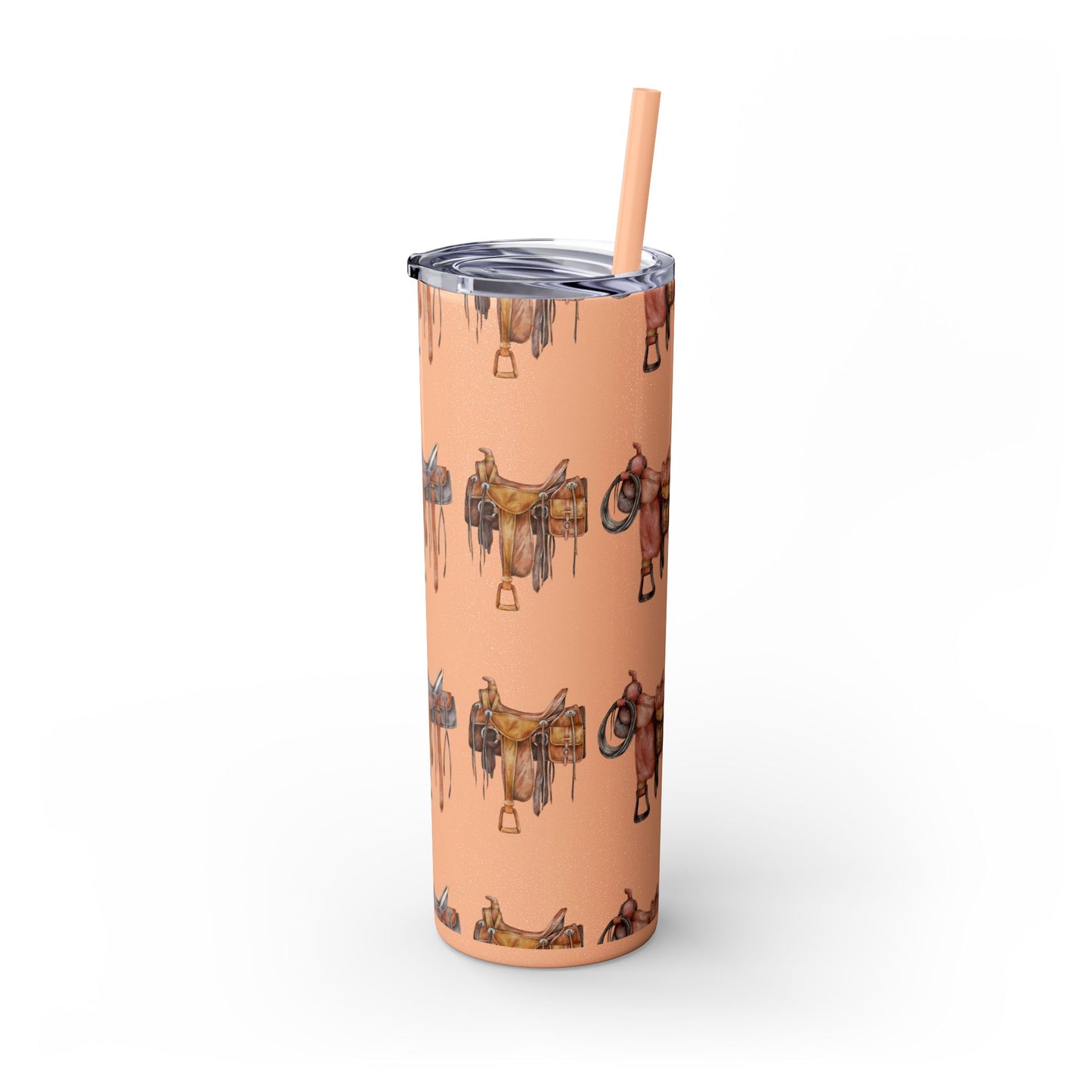 Saddle/ glitter tumbler w/straw 20oz