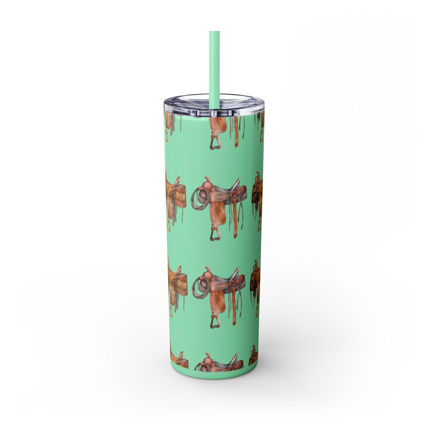 Saddle/ glitter tumbler w/straw 20oz