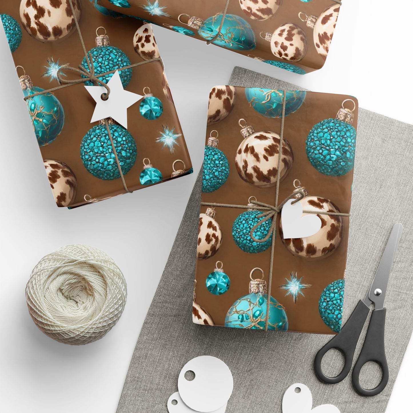Cowhide & Teal Wrapping Papers