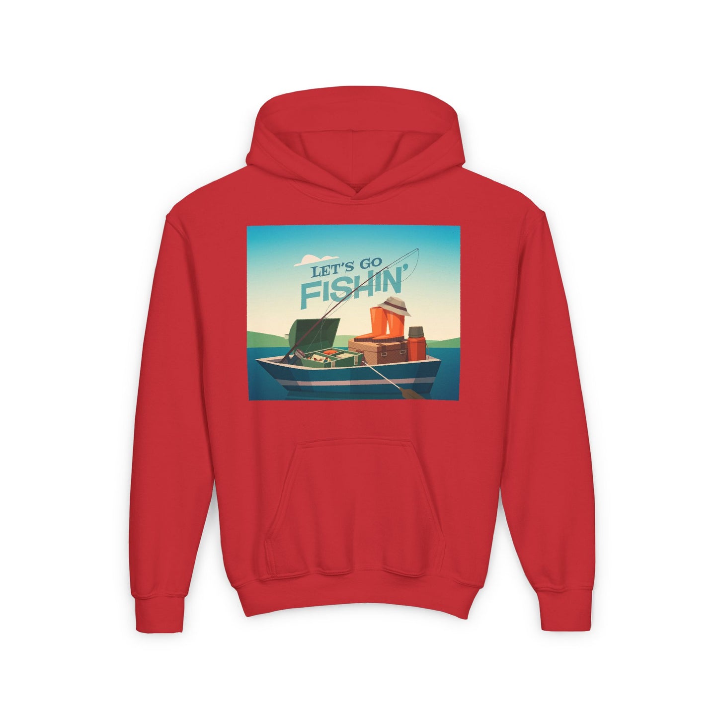 Youth lets go fishing hoodie