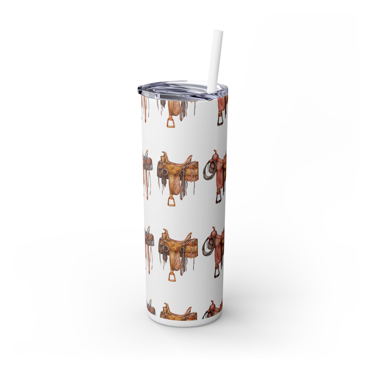 Saddle/ glitter tumbler w/straw 20oz