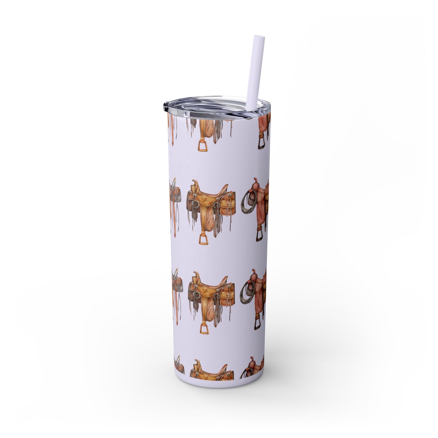 Saddle/ glitter tumbler w/straw 20oz