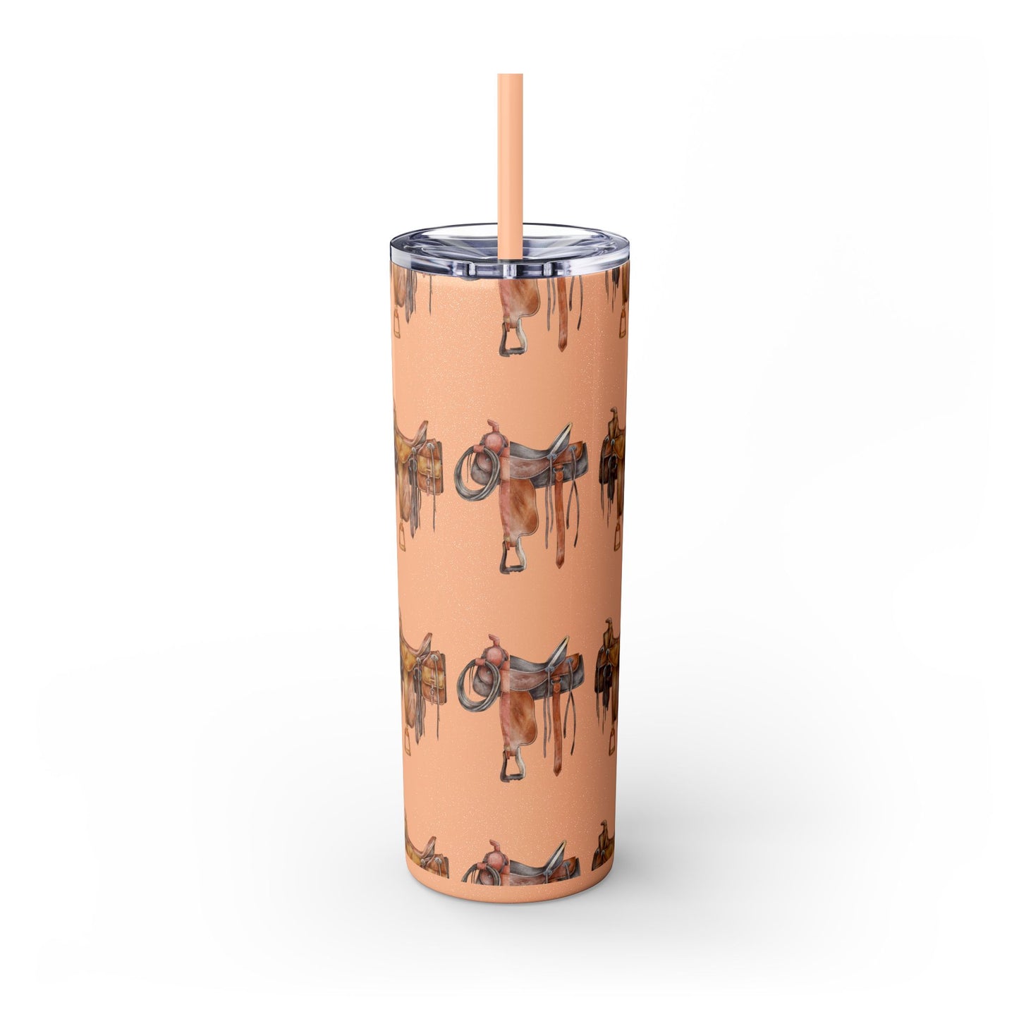 Saddle/ glitter tumbler w/straw 20oz