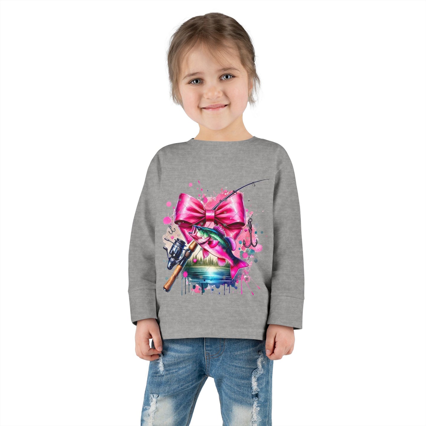 Little girl fishing long sleeve shirt
