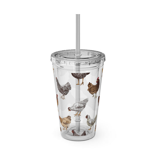 Chickens Tumbler with Straw, 16oz