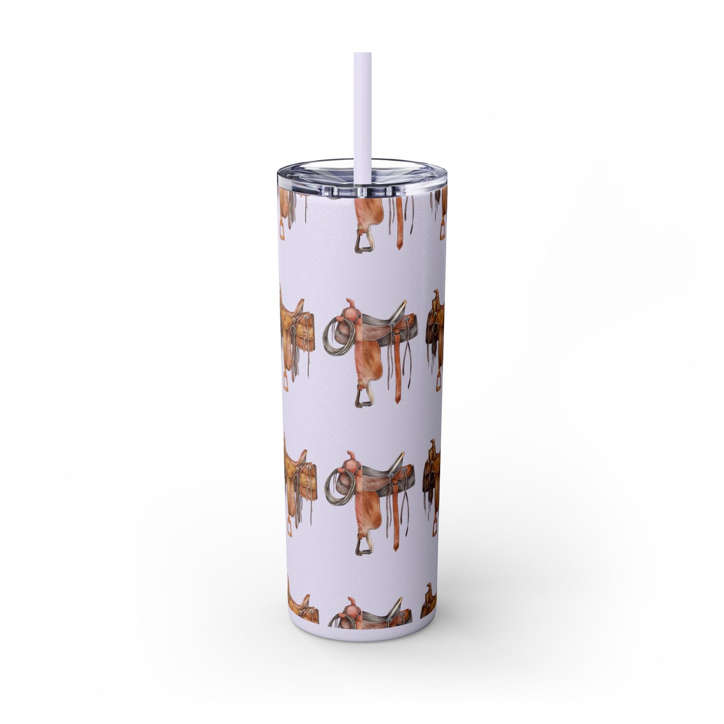 Saddle/ glitter tumbler w/straw 20oz