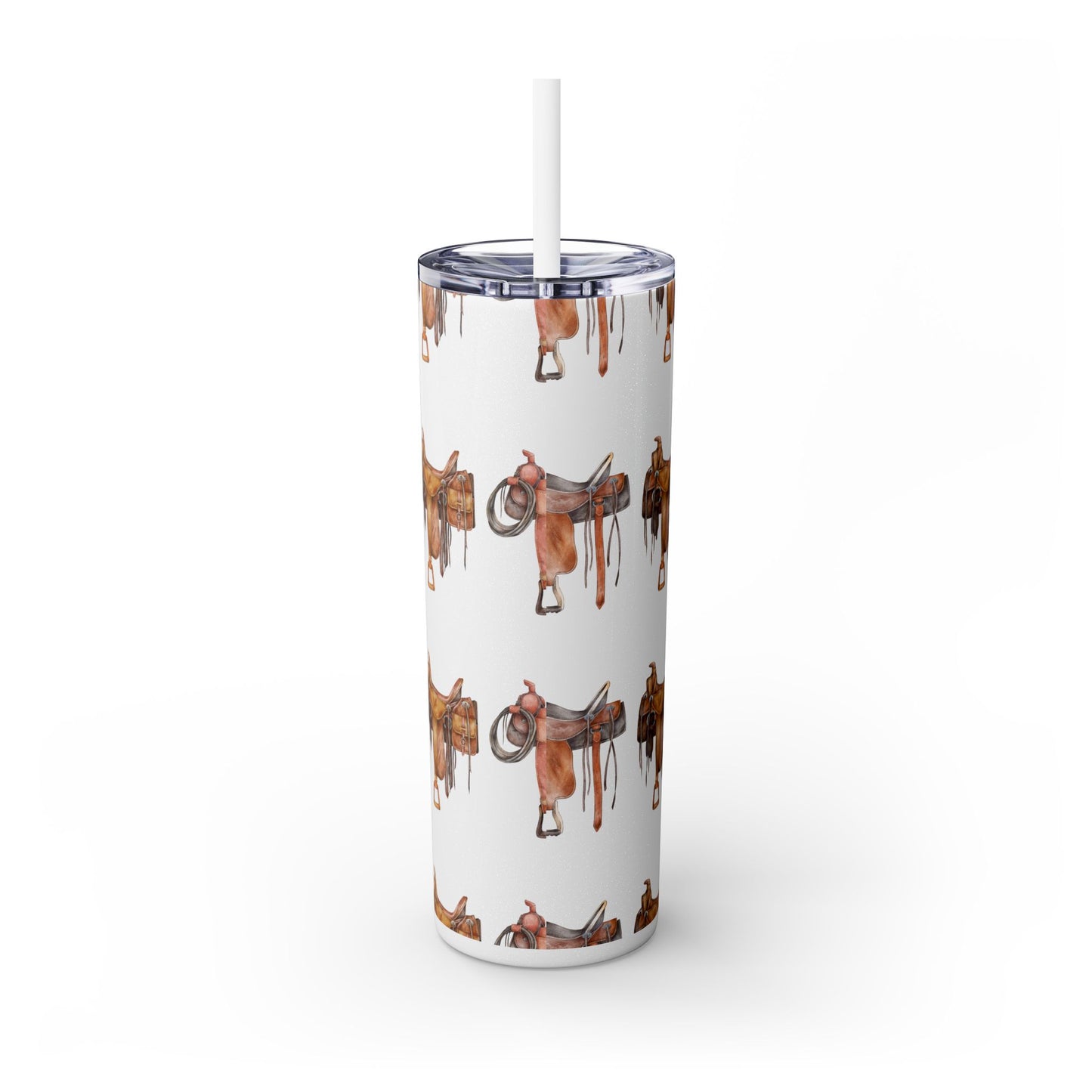 Saddle/ glitter tumbler w/straw 20oz