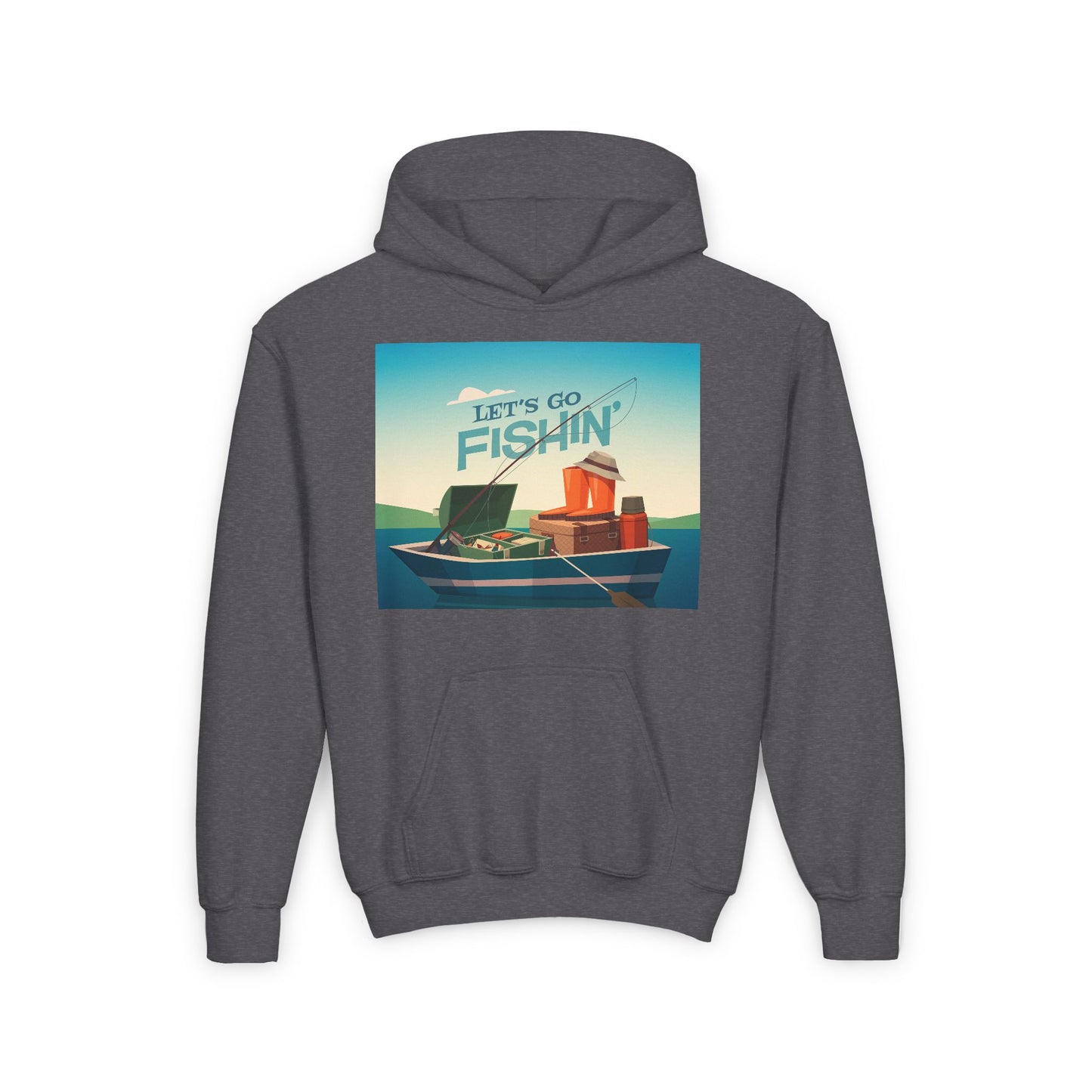 Youth lets go fishing hoodie